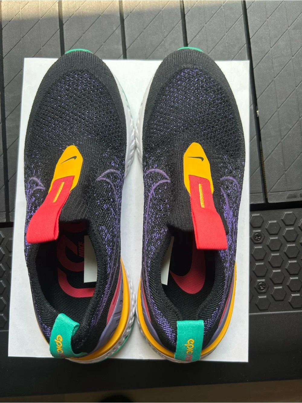 Nike Black Purple Phantom Run Flyknit React Sneakers